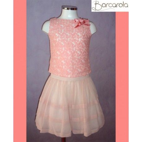 Barcarola Girl Set Pink Shirt and Skirt