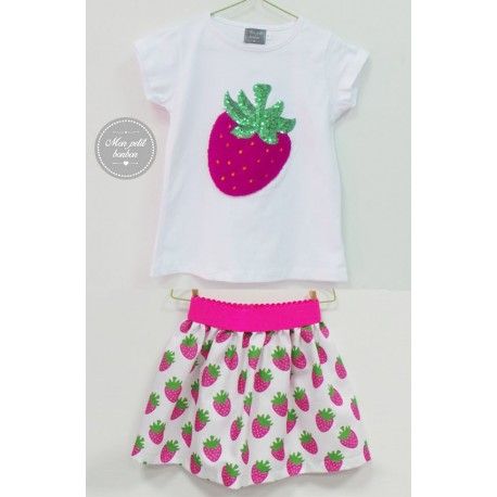 Mon Petit Bonbon Verano Conjunto niña Fresas Falda