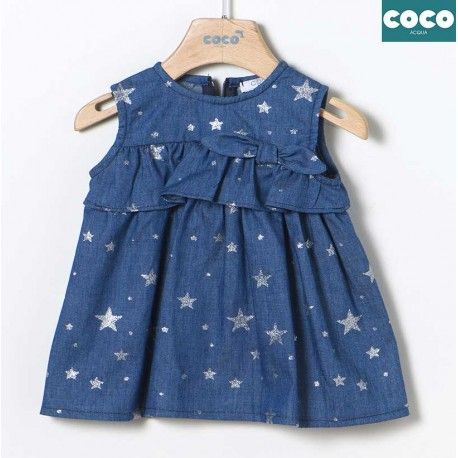 Coco Acqua Summer Baby Girl Dress Denim Stars