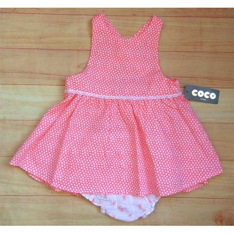 Coco Acqua Verano Vestido Peto bebé niña Coral Topos