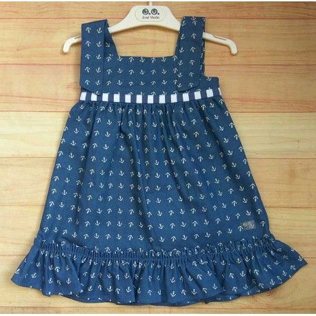 José Varón Summer Girl Dress Denim Anchors