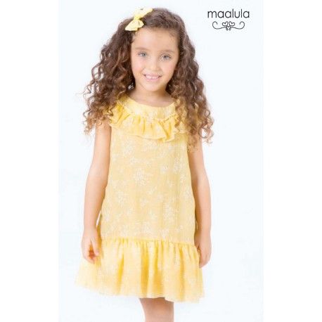 Maalula Verano Vestido niña Mostaza Florecitas