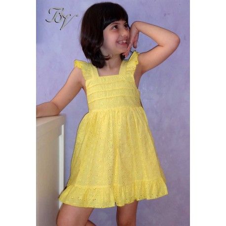 Blanca Valiente Verano Vestido niña Amarillo