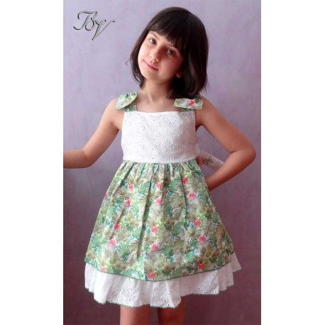 Blanca Valiente Verano Vestido niña Hojas