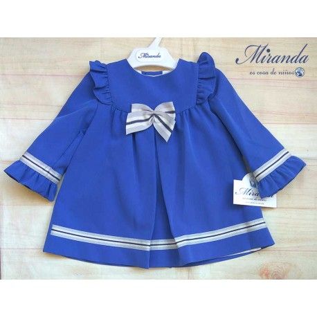 Miranda Invierno Vestido bebé niña Azulón con Lazo