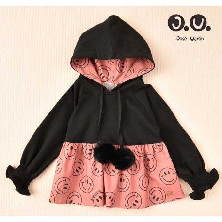 Jose Varon Winter Girl Sweatshirt Smiley Faces