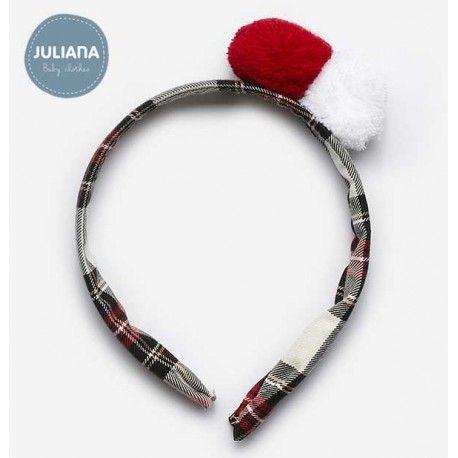 Juliana Invierno Diadema Cuadros Pompones