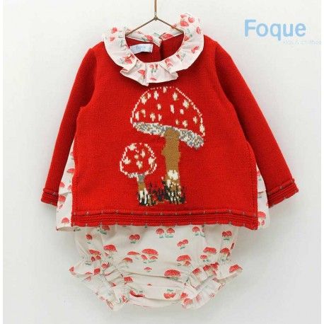 Foque Winter Baby Girl Set Mushrooms