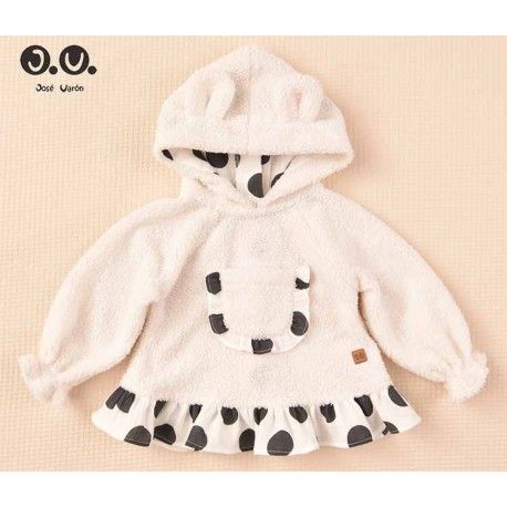 Jose Varon Winter Baby Girl White Sweatshirt with Spots