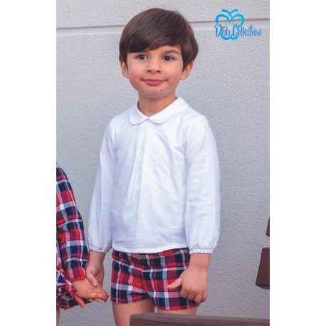 DBB Collection Winter Baby Boy Set White and Squared Pants