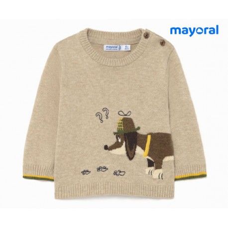 Mayoral Winter Baby Boy Light Camel Sweater Dog