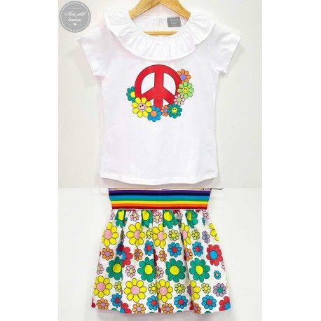 Mon Petit Bonbon Verano Conjunto niña Paz y Flores Falda
