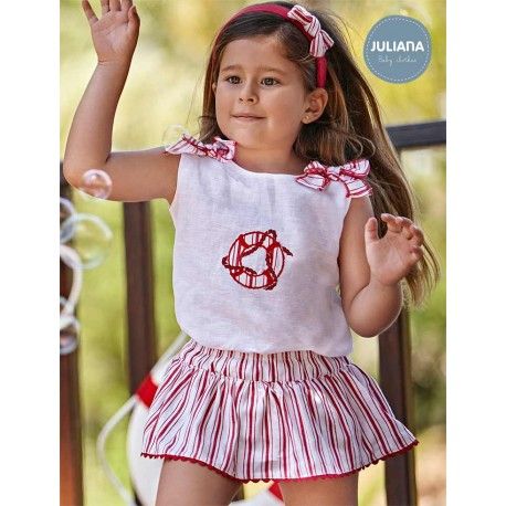 Juliana Summer Baby Girl Set Red Stripes