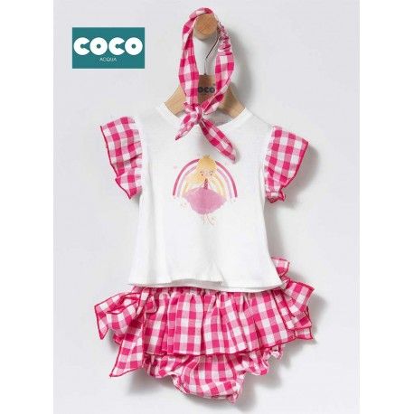 Coco Acqua Verano Conjunto bebé niña Princesa Vichy Fucsia