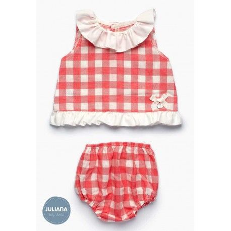 Juliana Summer Baby Girl Set Corale Squares