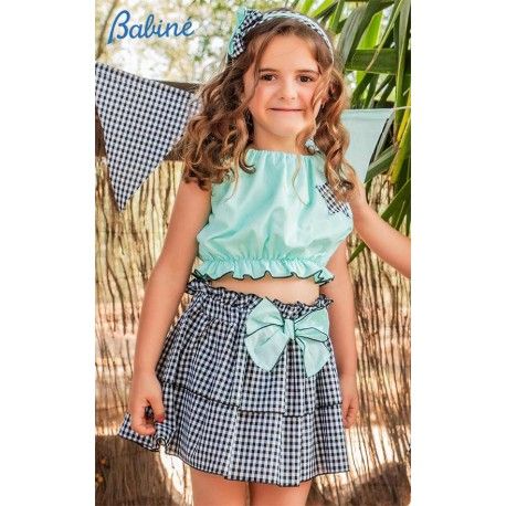 Babiné Summer Girl Green Set with Squared Skirt