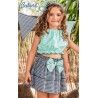 Babiné Verano Conjunto niña Top Verde Falda Vichy
