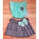 Babiné Verano Conjunto niña Top Verde Falda Vichy