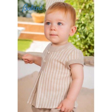 Babiné Verano Conjunto bebé niño Rayas Camel
