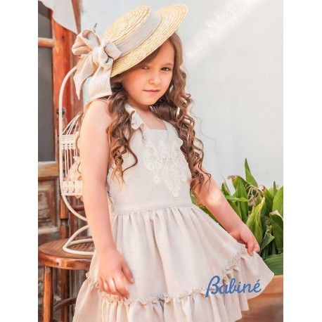 Babiné Summer Girl Camel Dress with Guipure Lace