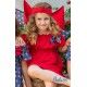 Babiné Verano Vestido niña Rojo Escote Bardot
