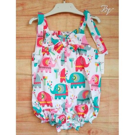 Blanca Valiente Summer Baby Girl Rompers Elephants