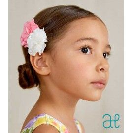 Abel&Lula Verano Pinza niña Flores Combinadas Chicle