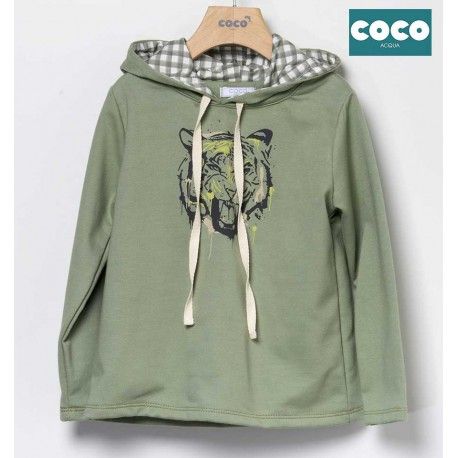 Coco Acqua Summer Boy Green Sweatshirt Tiger