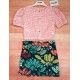 Cocote Verano Conjunto niña Cuadros y Plumas