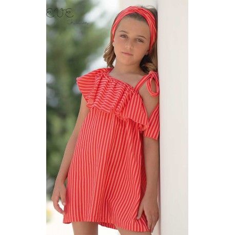 Eve Children Summer Girl Corale Dress Stripes