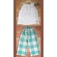 José Varón Verano Conjunto niña Blanco y Cuadros Turquesa