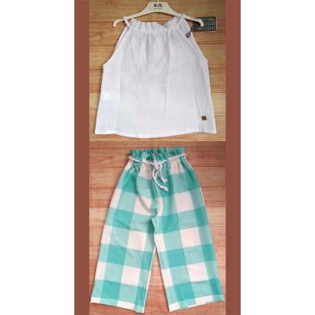 Jose Varon Summer Girl White Set Turquoise Squares
