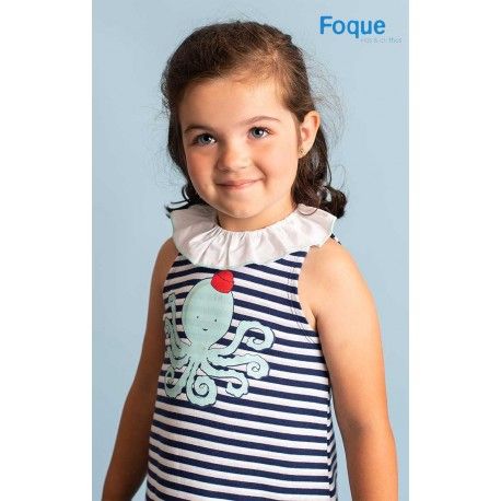 Foque Summer Girl Dress Octopus and Stripes