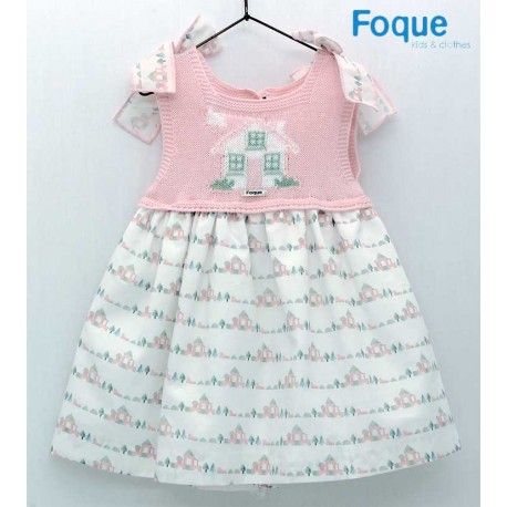 Foque Verano Vestido niña Rosa Casita