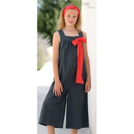 Eve Children Summer Girl Long Romper with Tie