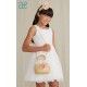 Abel & Lula Summer Girl Beige Dress Plumetis Salmon Tulle
