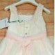 Abel & Lula Verano Vestido niña Crudo con Tul Salmón con Plumeti