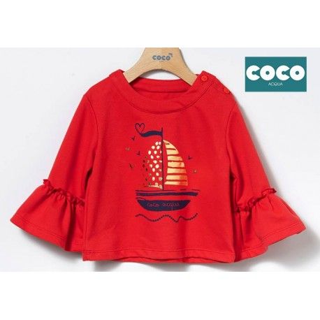 Coco Acqua Summer Girl Red Sweatshirt Boat