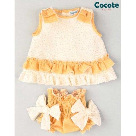 Cocote Summer Baby Girl Beige and Ocher Set Spots