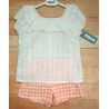 Coco Acqua Verano Conjunto niña Blanco y Cuadros Mandarina