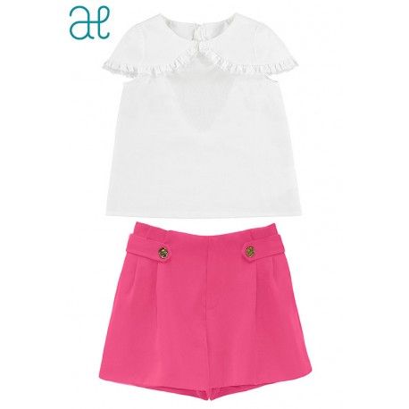 Abel & Lula Verano Conjunto Blanco y Fucsia