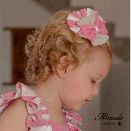 Miranda Summer Girl Pin Fuchsia and Camel Stripes
