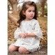Blanca Valiente Verano Vestido niña Blanco Hojas Manga Francesa