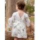 Blanca Valiente Verano Vestido niña Blanco Hojas Manga Francesa