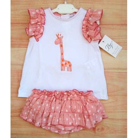 Blanca Valiente Summer Baby Girl Set Giraffes