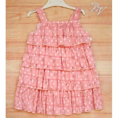 Blanca Valiente Verano Vestido niña Rosa Jirafas