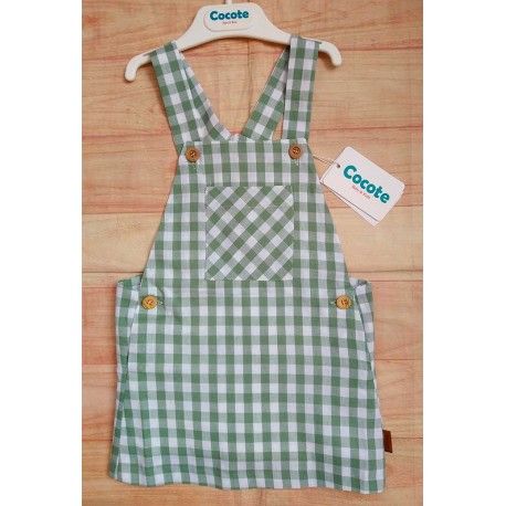 Cocote Summer Girl Overalls Green Squares