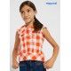 Mayoral Verano Blusa niña Cuadros Naranjas