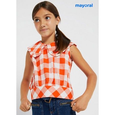 Mayoral Summer Girl Shirt Orange Squares