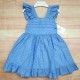 Blanca Valiente Verano Vestido niña Azul Porcelana Bordado